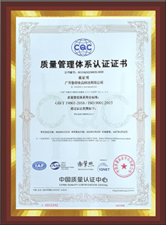 ISO9001质量管理体系认证证书